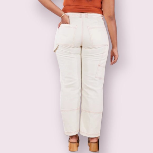 Big Bud Press Carpenter Jeans in Vintage Off-White ~ size L ~ Utility - Picture 2 of 14